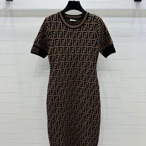 Fendi Women's Knitted Short Sleeve Dress Size M
